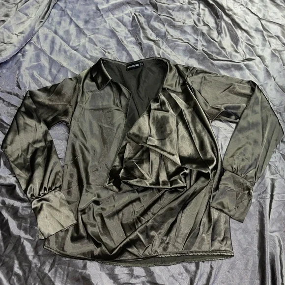 PLT Khaki Cowl Satin Shirt - Picture 4 of 4